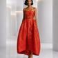 2006 Orange & Gold Plisse Dress, Size 2
