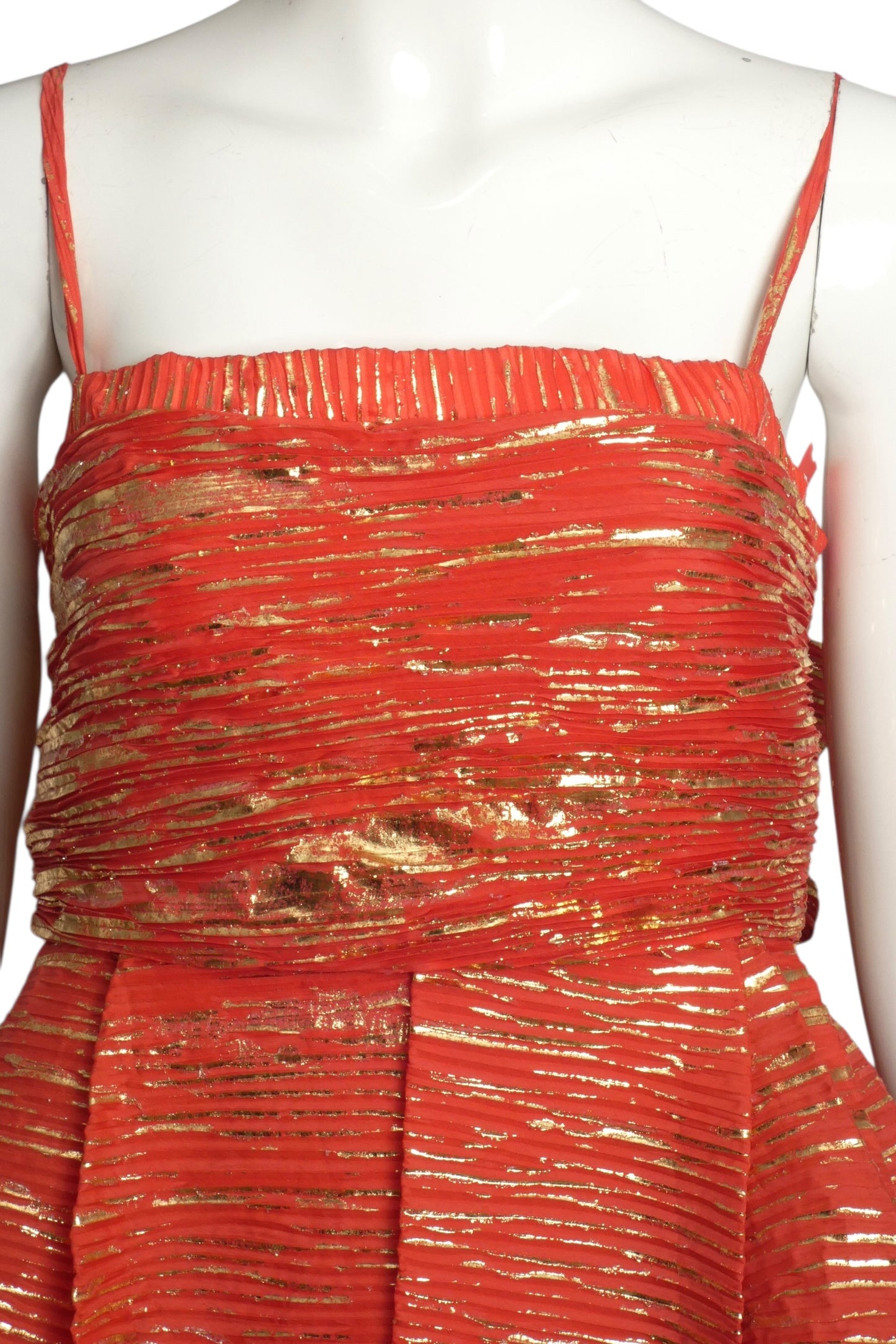 2006 Orange & Gold Plisse Dress, Size 2