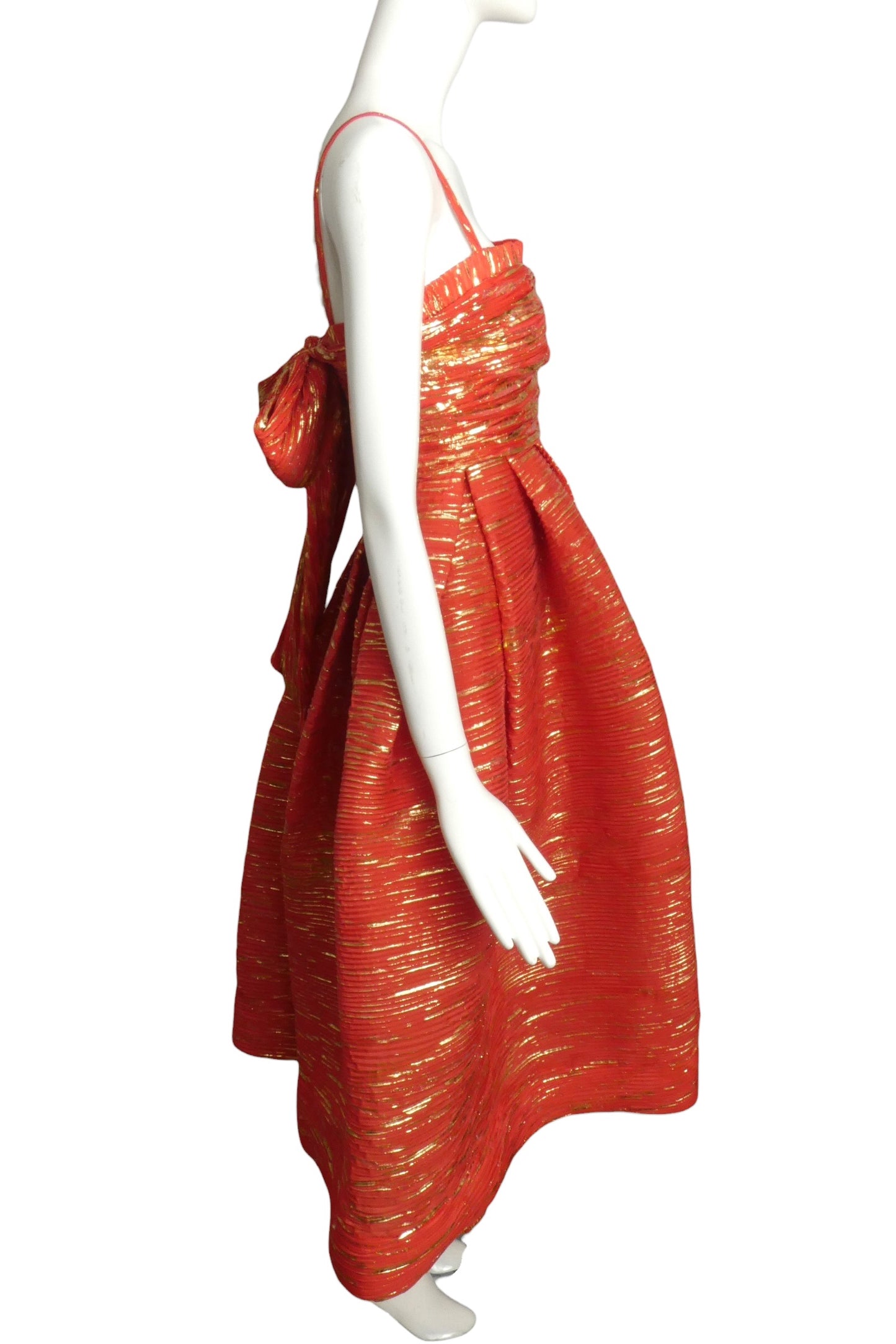 2006 Orange & Gold Plisse Dress, Size 2