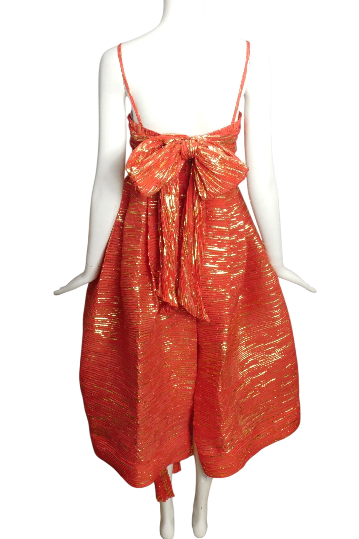 2006 Orange & Gold Plisse Dress, Size 2