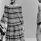1985 Multi Color Pleated Stripe Silk Dress, Size 6