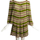1985 Multi Color Pleated Stripe Silk Dress, Size 6