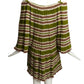 1985 Multi Color Pleated Stripe Silk Dress, Size 6