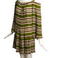 1985 Multi Color Pleated Stripe Silk Dress, Size 6