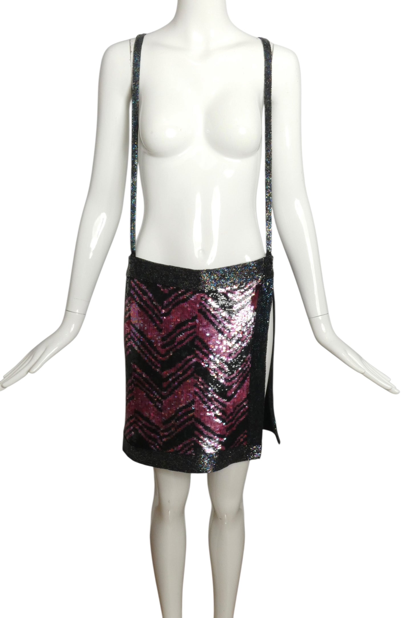 1998 Sequin & Beaded Suspender Skirt, Size 10