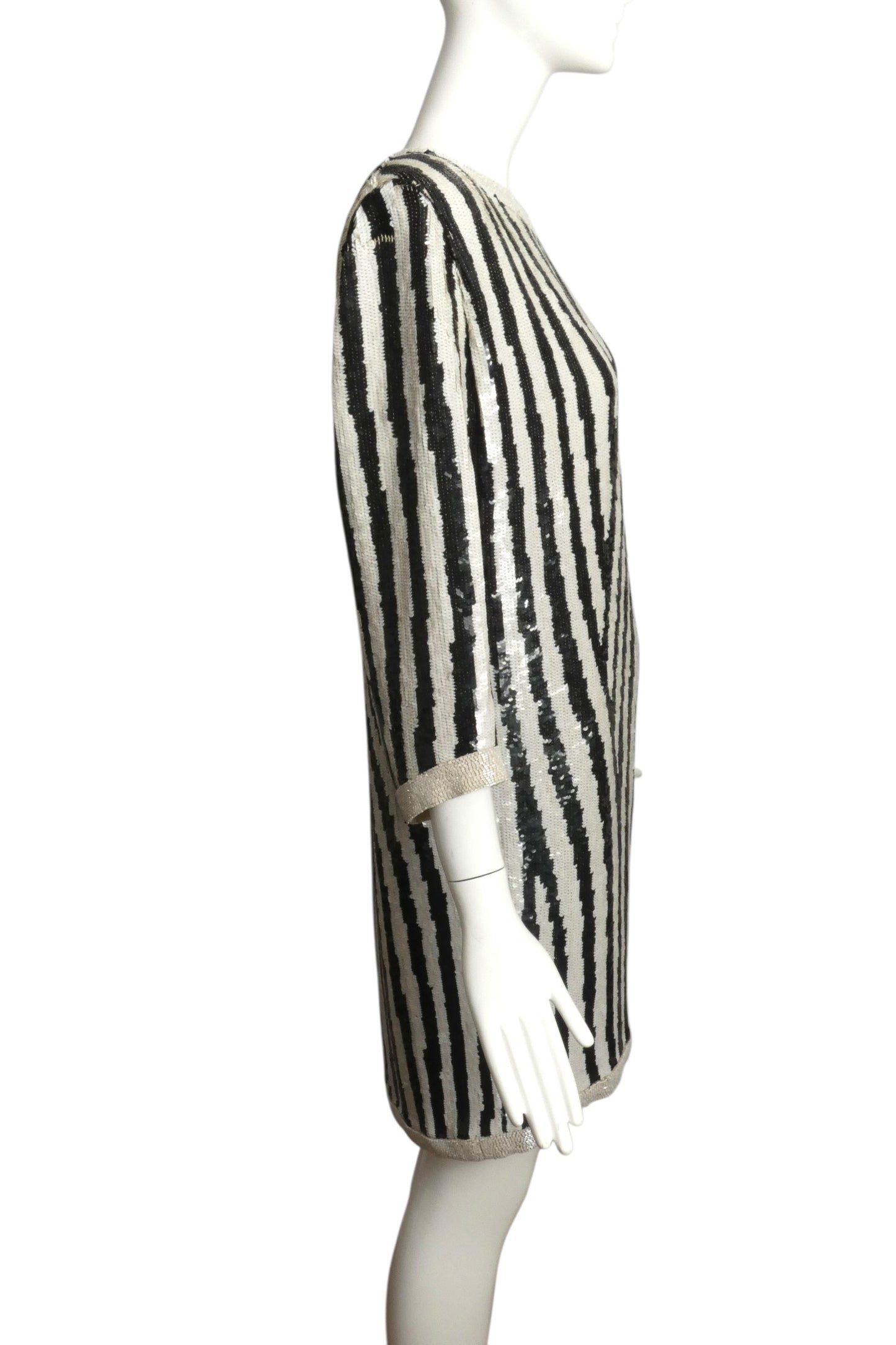 1985 Black & White Sequin Cocktail Dress, Size 10
