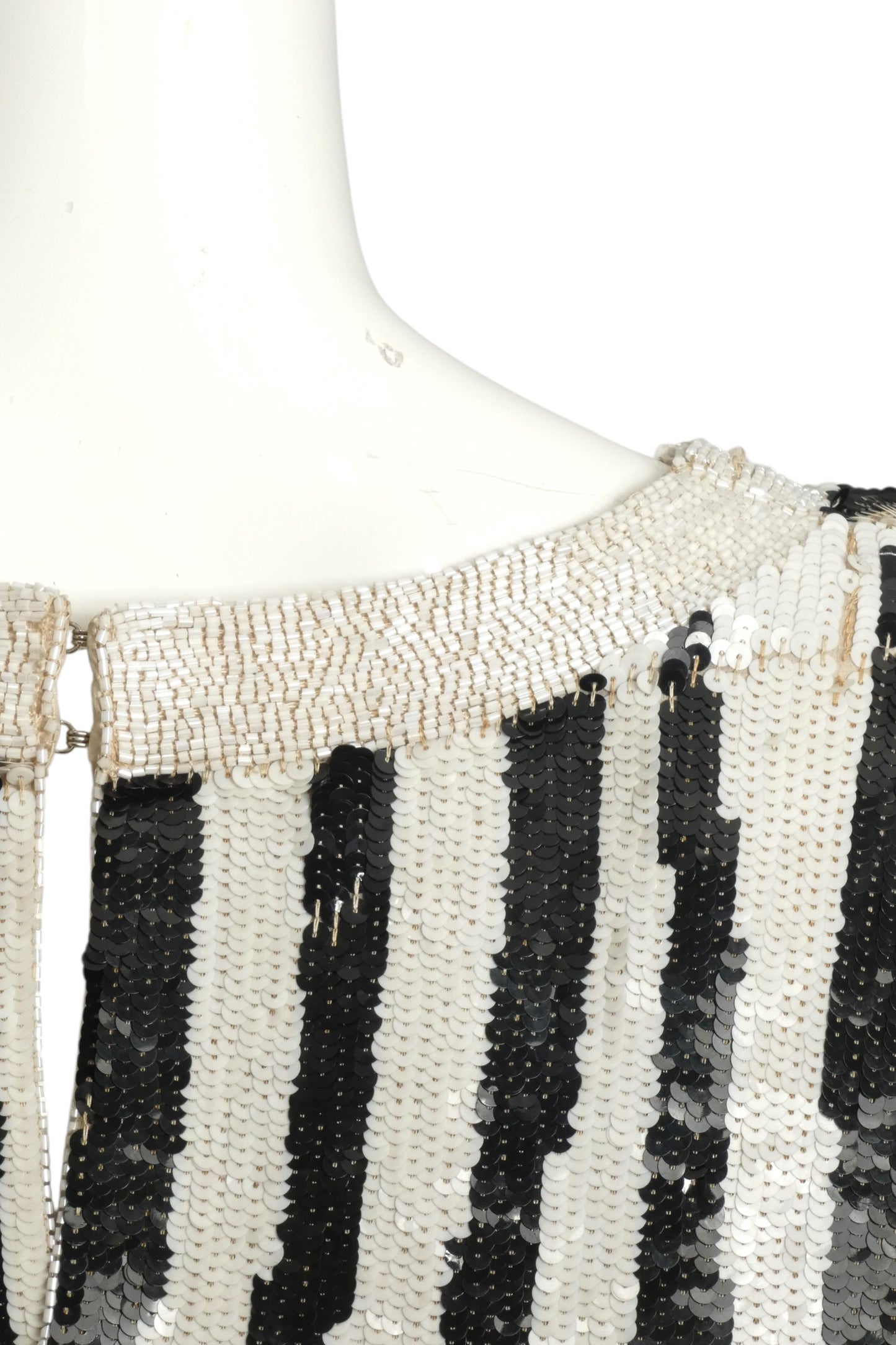 1985 Black & White Sequin Cocktail Dress, Size 10
