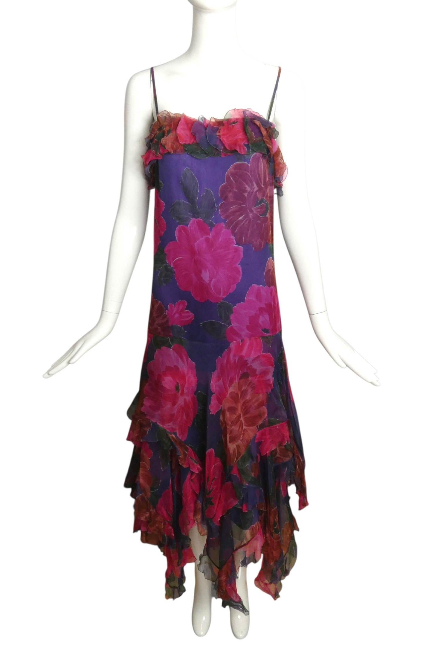 2006 Multi Color Floral Chiffon Dress, Size 2