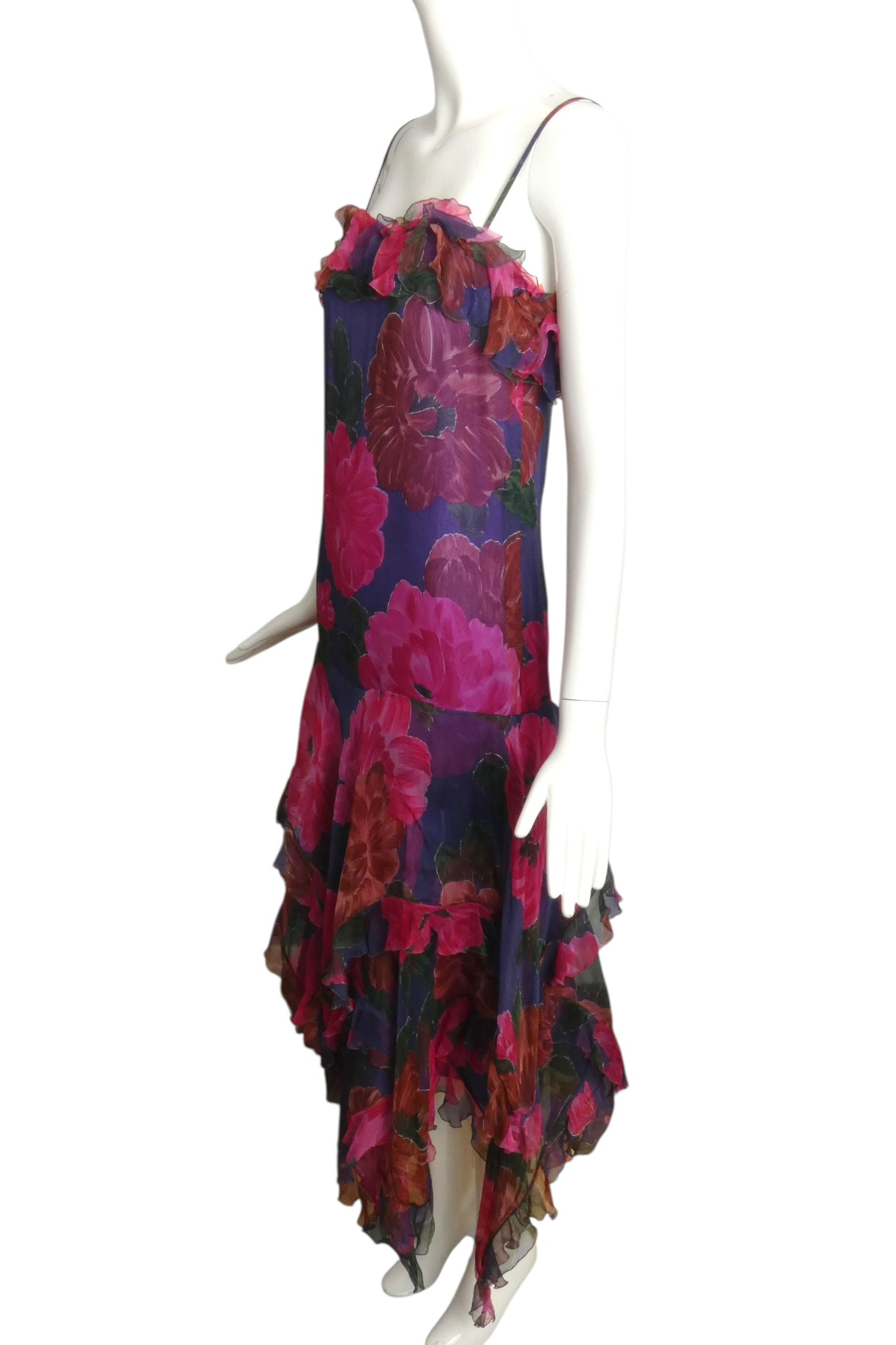2006 Multi Color Floral Chiffon Dress, Size 2