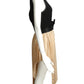 1989 Black & Ivory Pleated Crepe Gown, Size 4