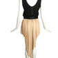 1989 Black & Ivory Pleated Crepe Gown, Size 4