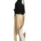 1989 Black & Ivory Pleated Crepe Gown, Size 4
