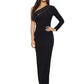 2002 Black One Shoulder Rhinestone Evening Gown, Size 6