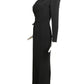 2002 Black One Shoulder Rhinestone Evening Gown, Size 6