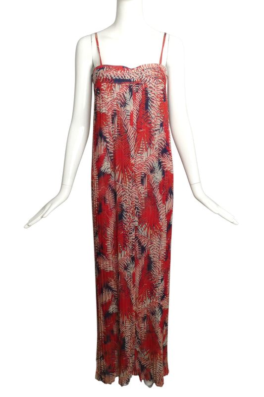 1990s Printed Silk Chiffon Evening Dress, Size 2