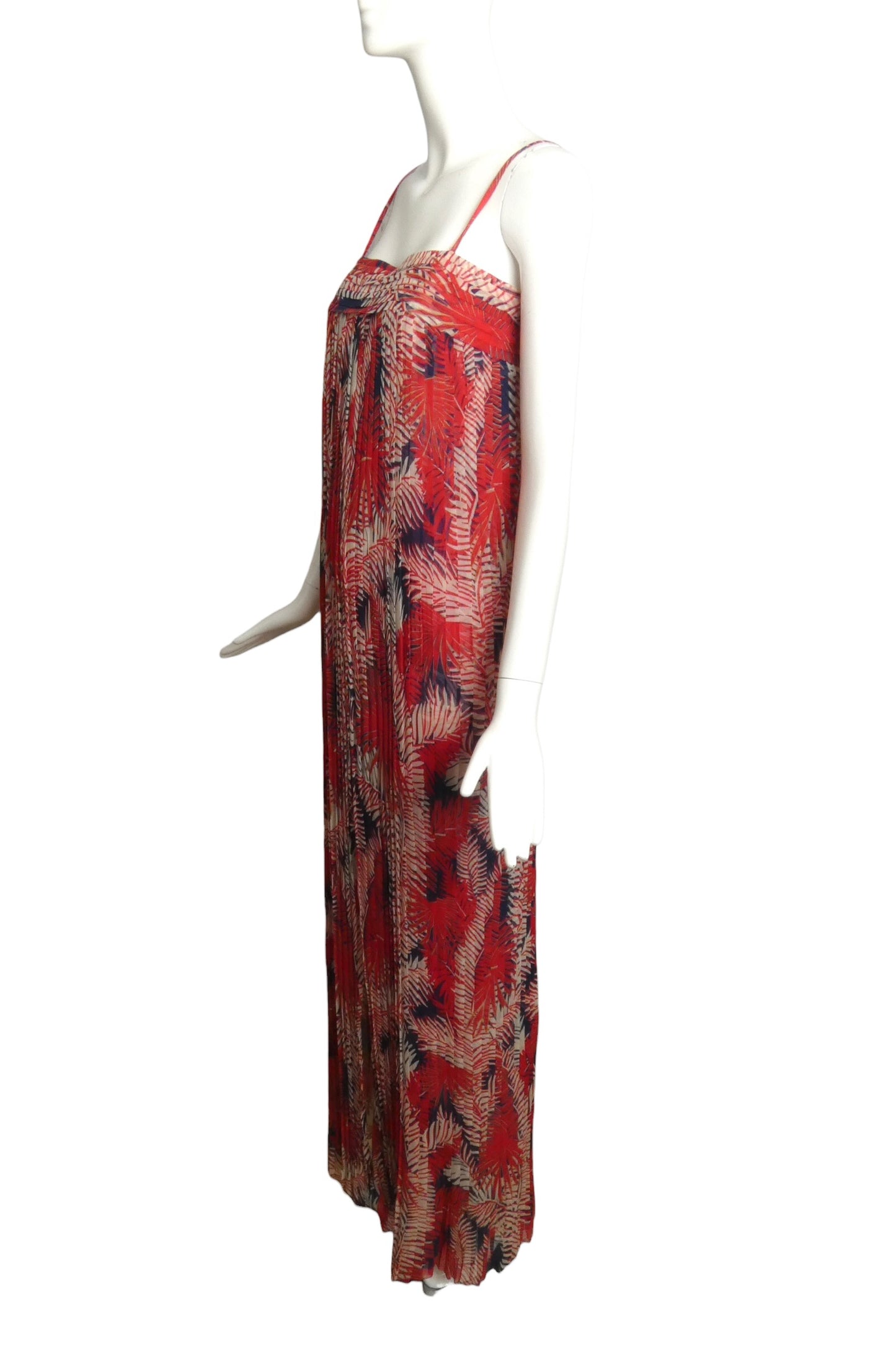 1990s Printed Silk Chiffon Evening Dress, Size 2