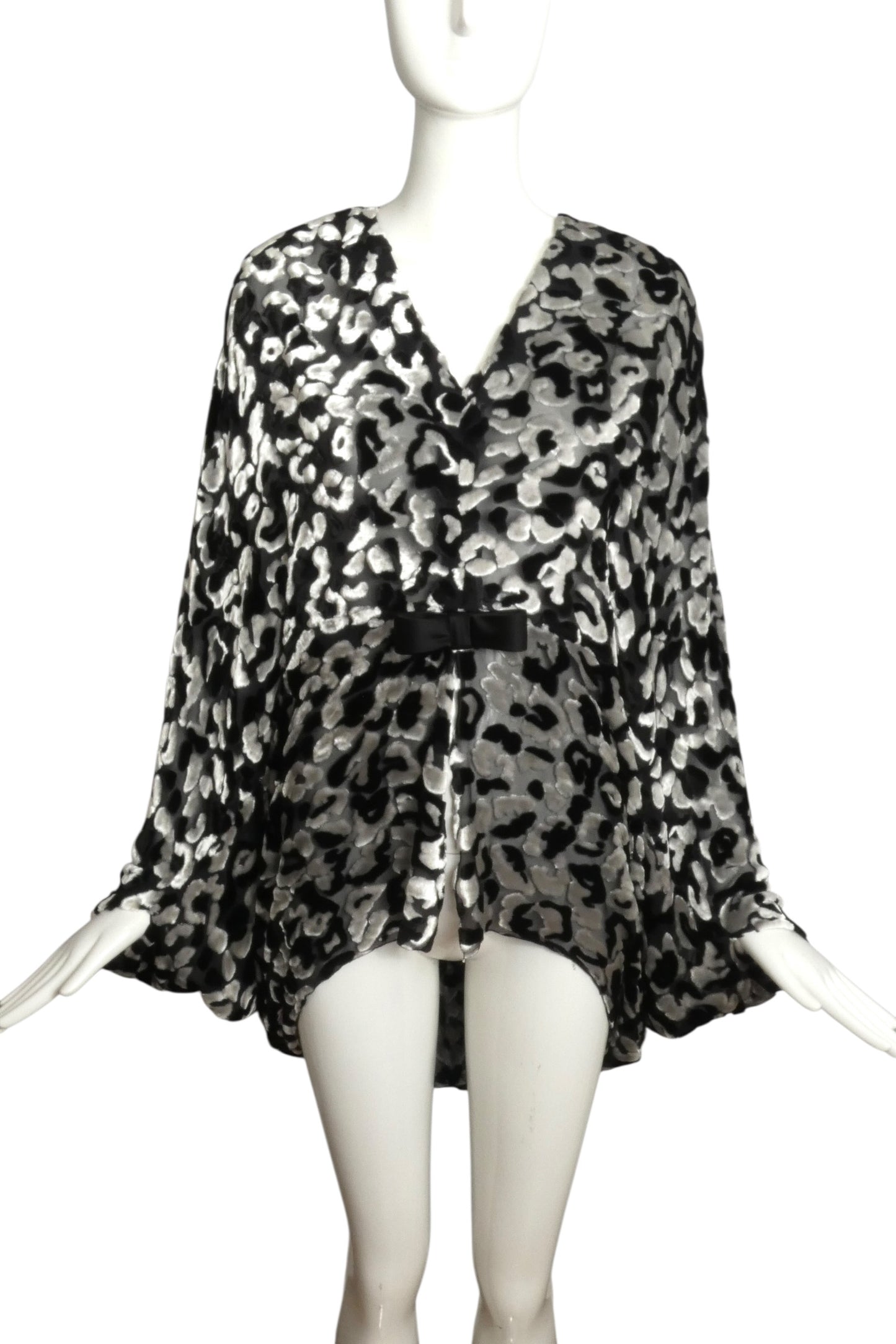 PIERRE CARDIN - 1998 Black & White Voided Velvet Top, Size 8