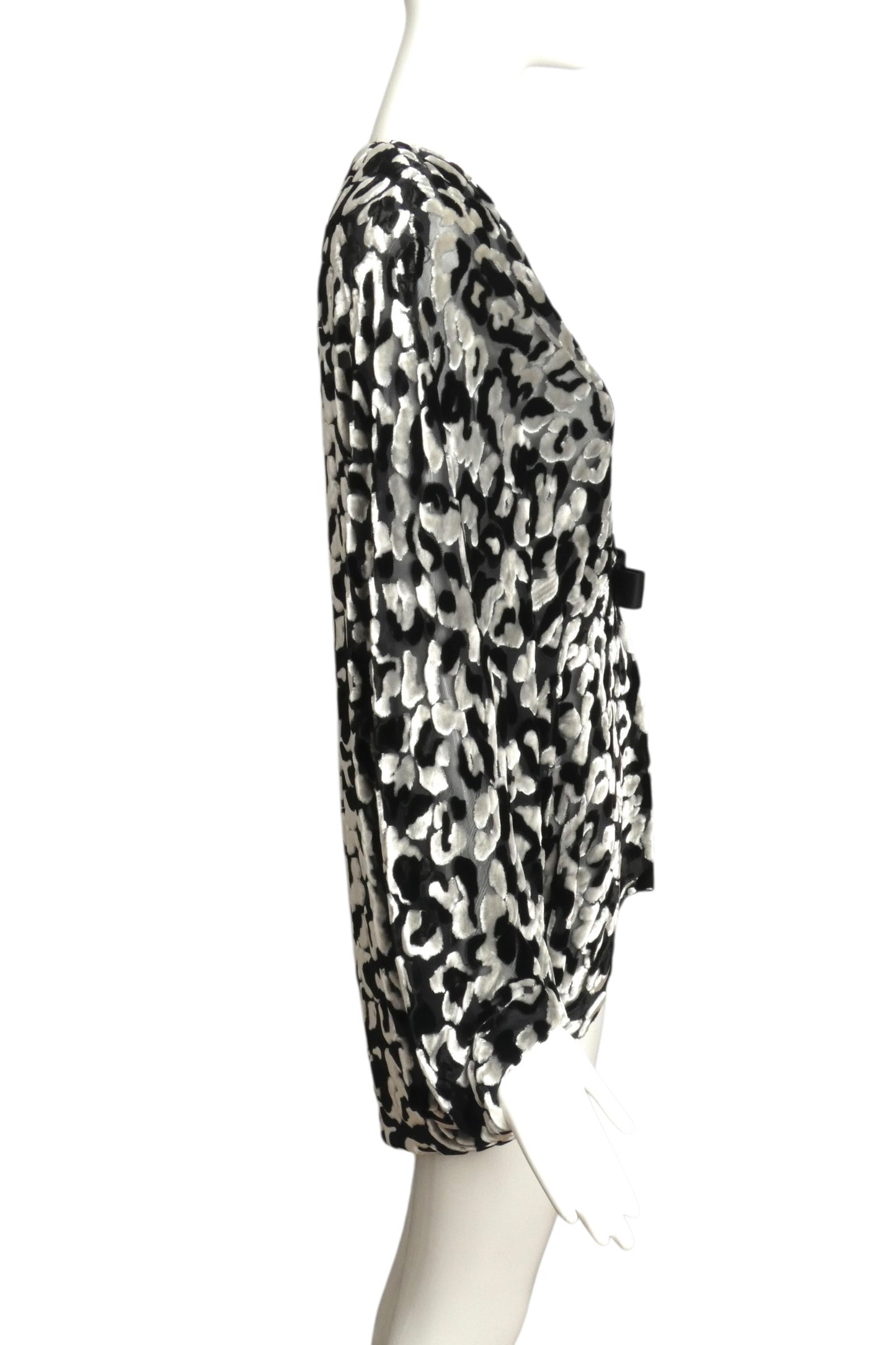 PIERRE CARDIN - 1998 Black & White Voided Velvet Top, Size 8