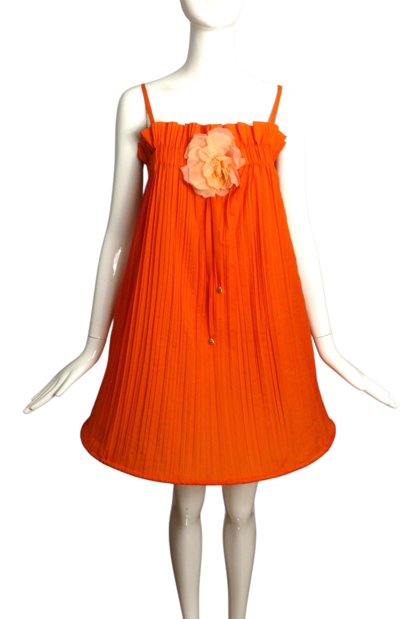 2009 Orange Plisse Pleated Hoop Dress, Size 6