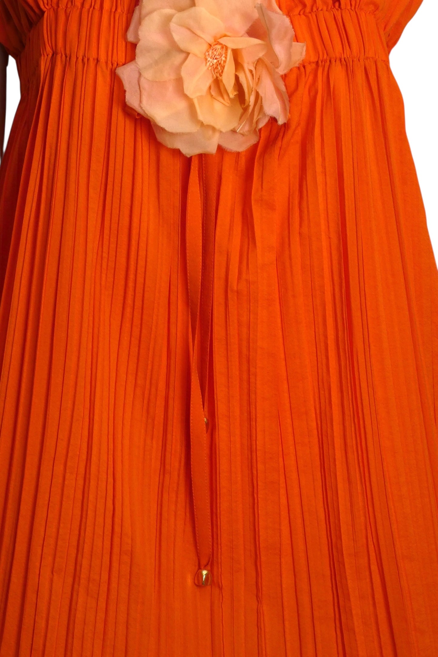 2009 Orange Plisse Pleated Hoop Dress, Size 6