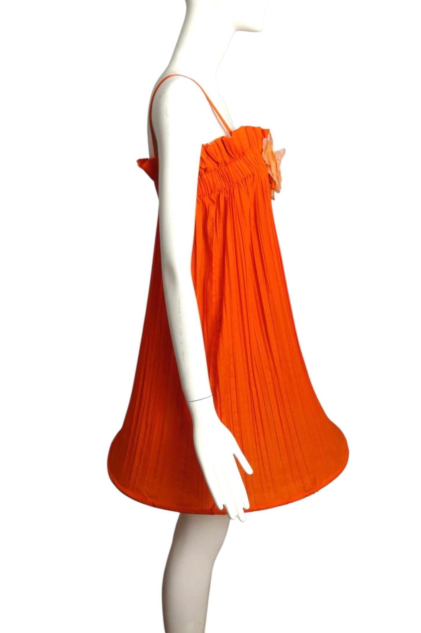2009 Orange Plisse Pleated Hoop Dress, Size 6