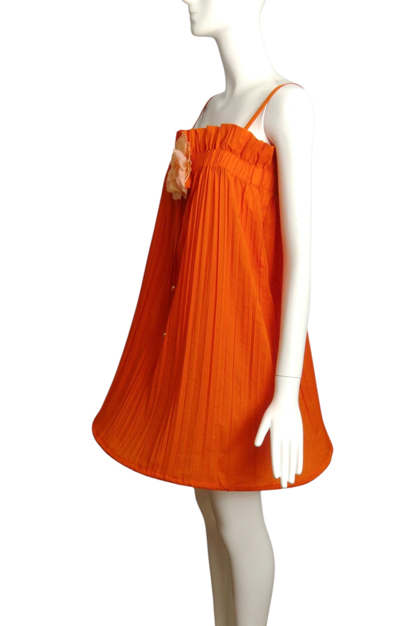 2009 Orange Plisse Pleated Hoop Dress, Size 6