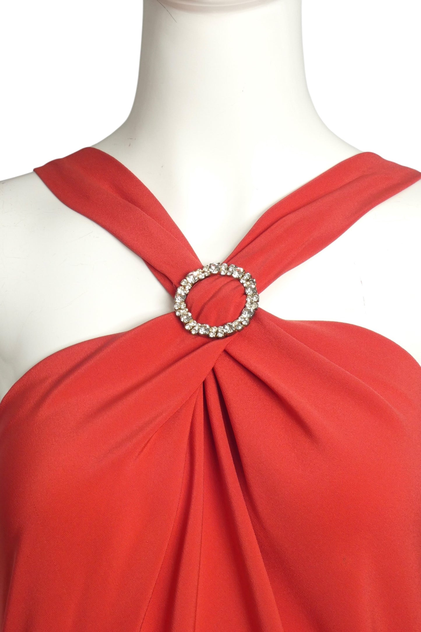 1990s Red Bias Cut Silk Gown, Size 4