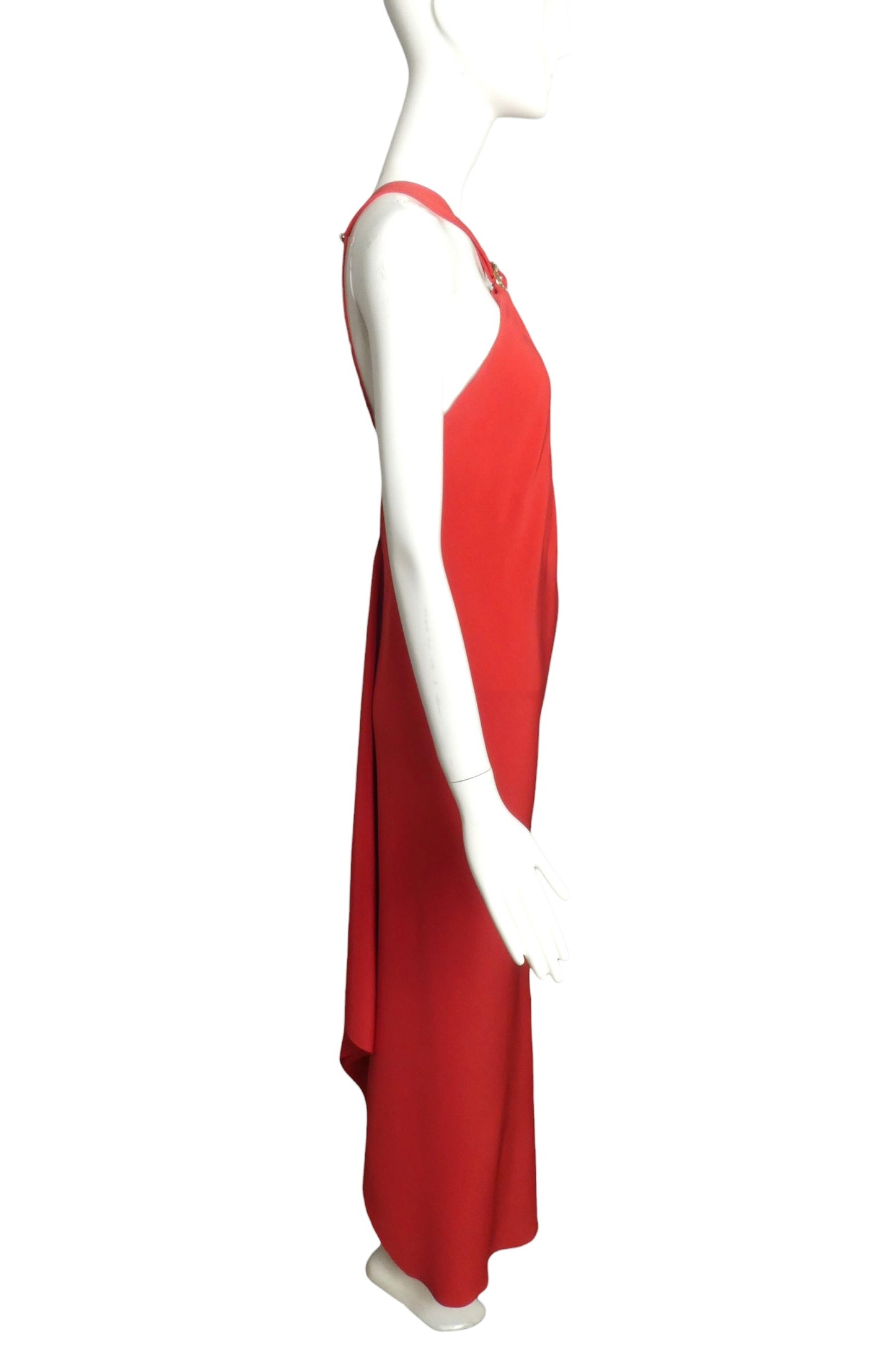 1990s Red Bias Cut Silk Gown, Size 4