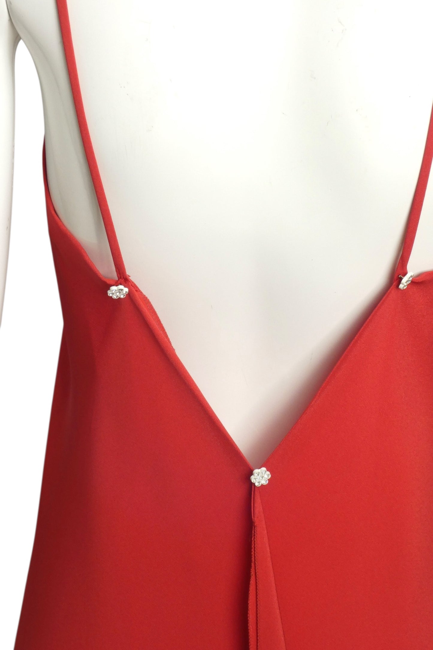 1990s Red Bias Cut Silk Gown, Size 4