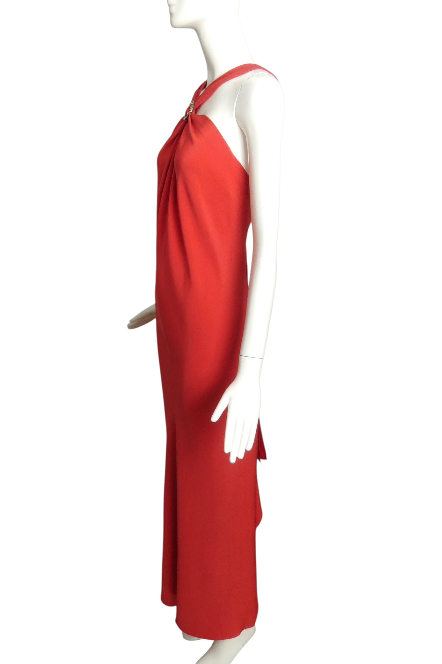 1990s Red Bias Cut Silk Gown, Size 4