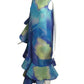 2000 Blue Chiffon Print Ruffle Gown, Size 8