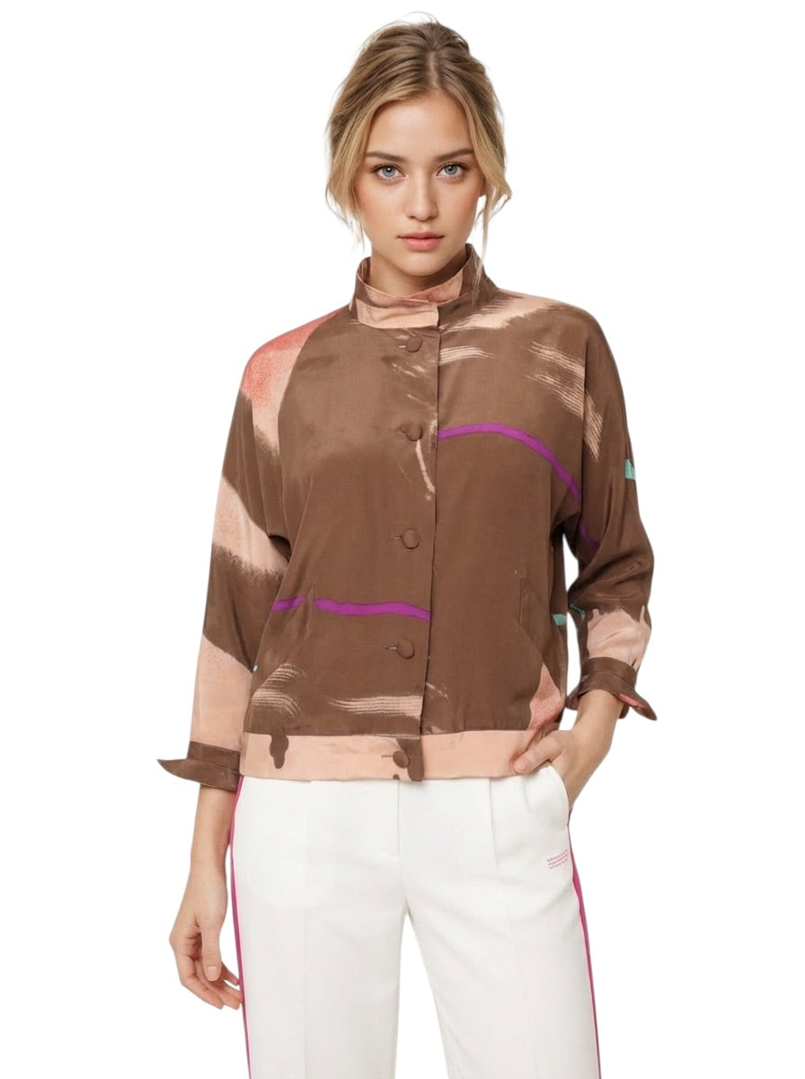 PIERRE CARDIN CREATION- 1970s Multi Color Silk Blouse, Size 6