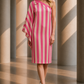 PIERRE CARDIN - 1999 Pink & Ivory Stripe One Shoulder Dress, Size 4