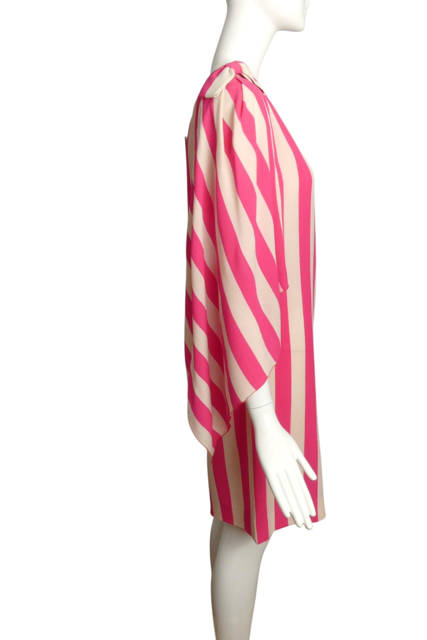 1999 Pink & Ivory Stripe One Shoulder Dress, Size 4