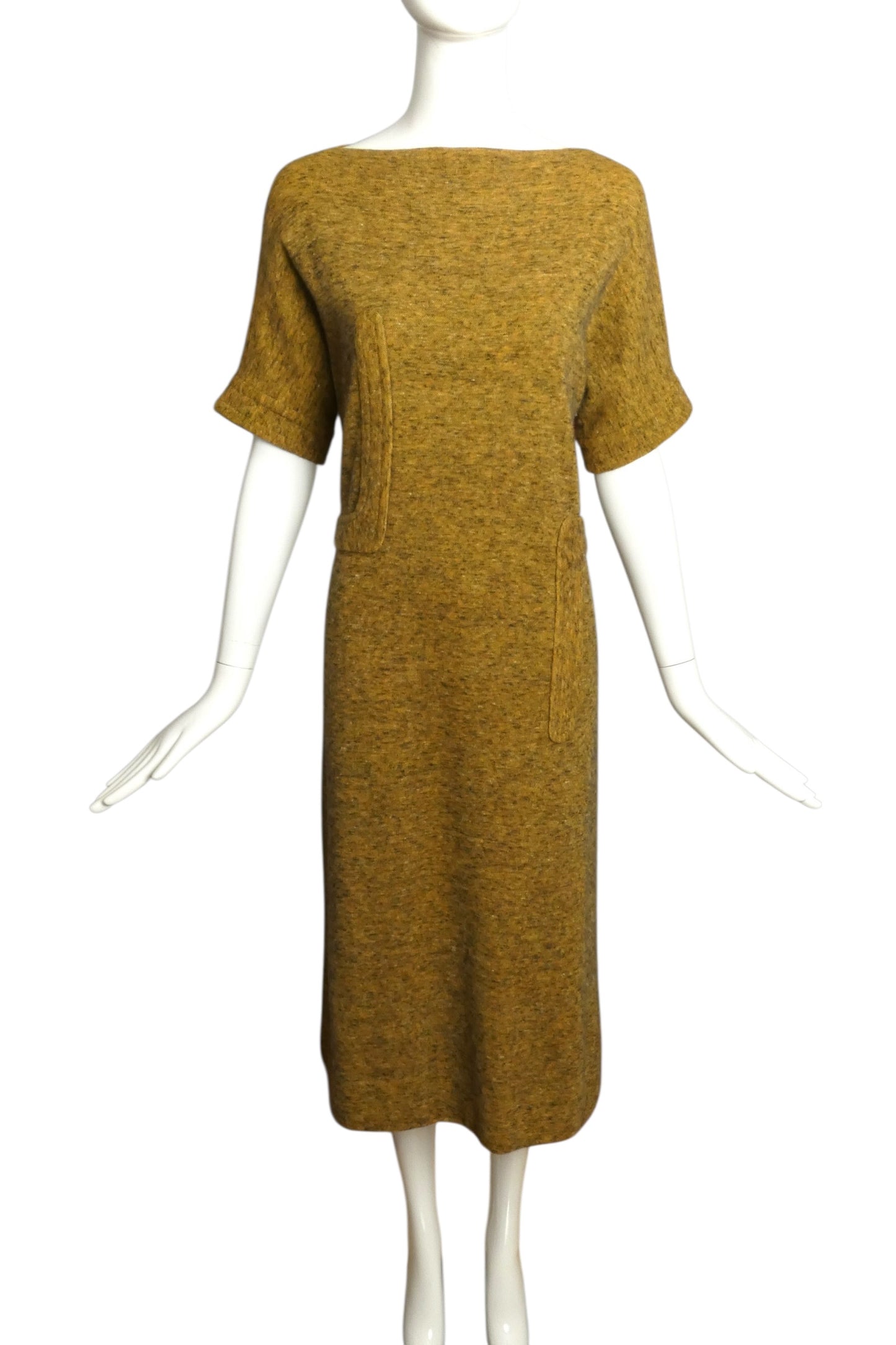 1970s Yellow Wool Knit Dress, Size 8