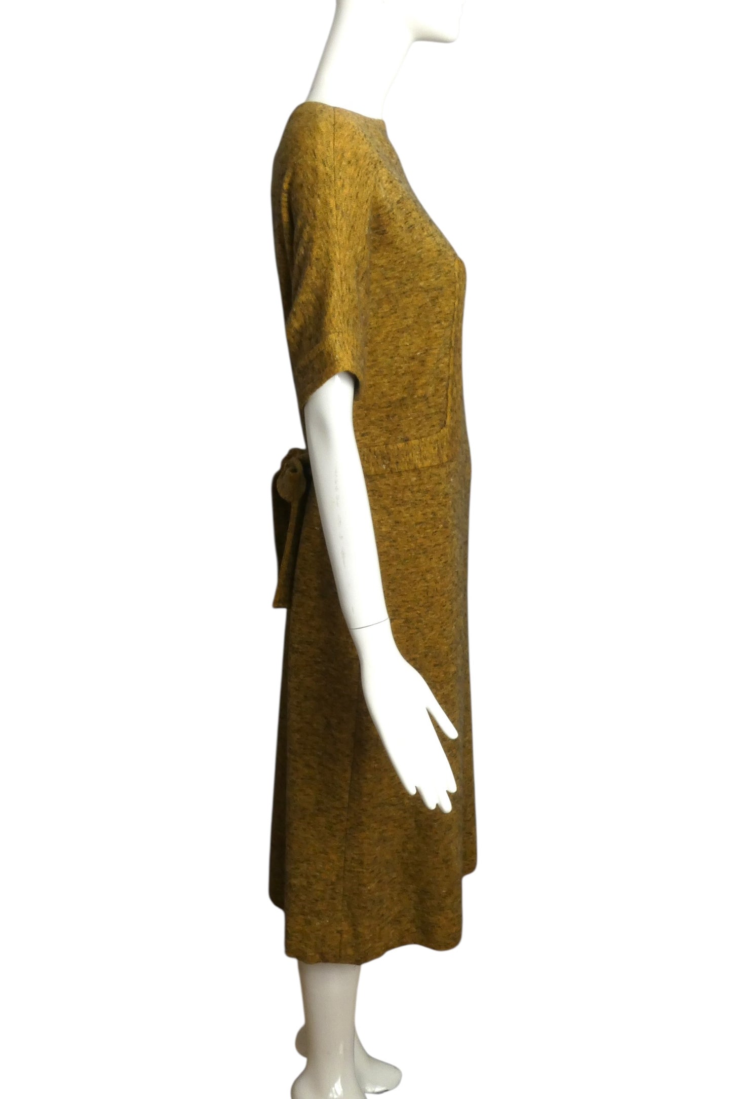 1970s Yellow Wool Knit Dress, Size 8