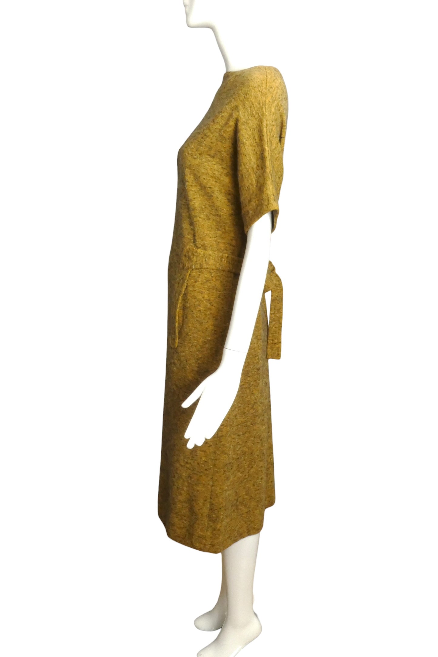 1970s Yellow Wool Knit Dress, Size 8