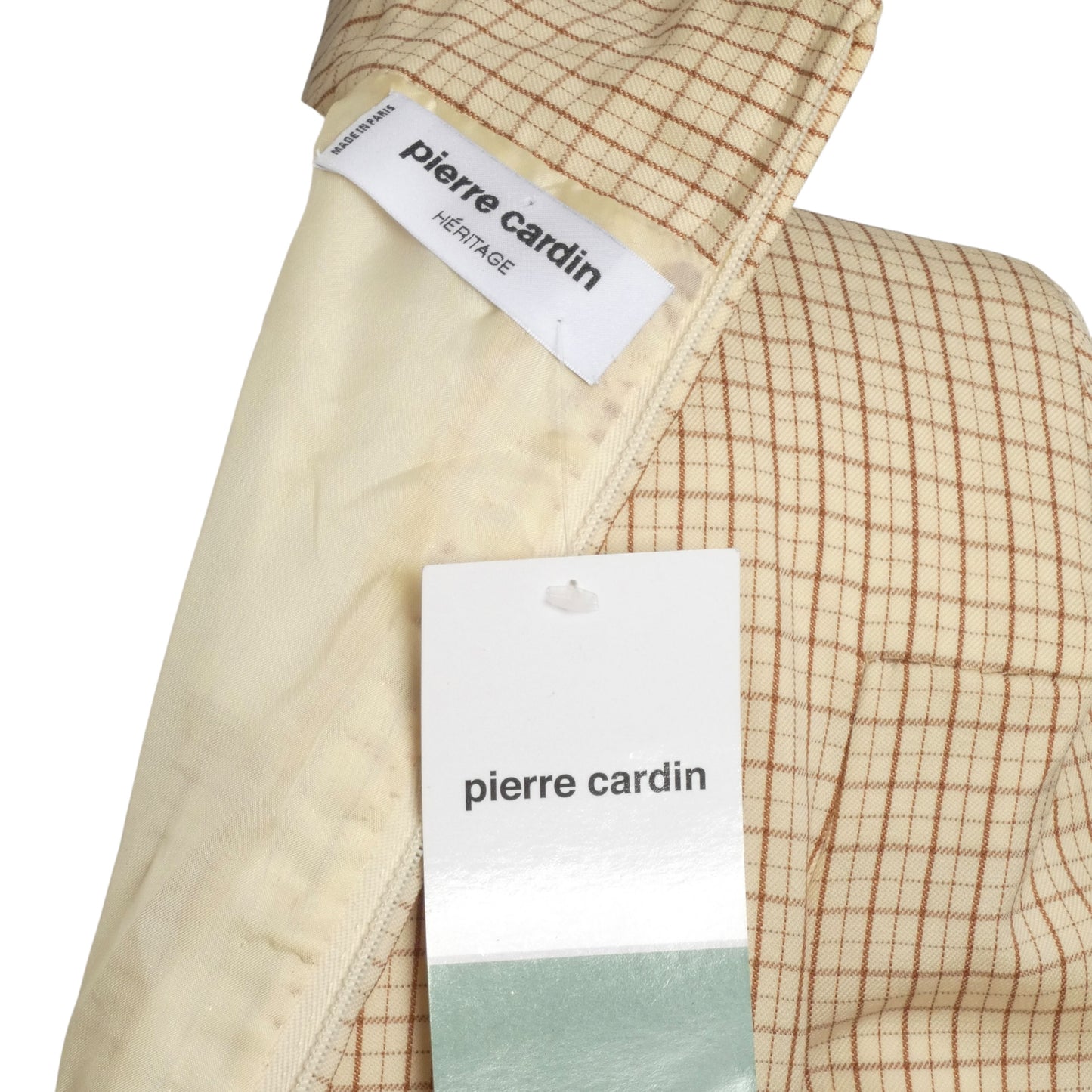 1979 AS IS Ivory Windowpane Wool Dress, Size 6