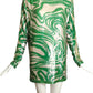 1989 Green & Ivory Sequin Cocktail Dress, Size 10