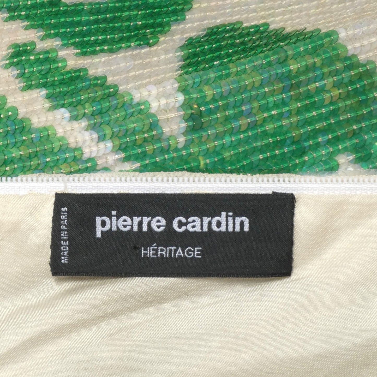 1989 Green & Ivory Sequin Cocktail Dress, Size 10