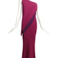 1998 Raspberry One Shoulder Crepe Gown, Size 2