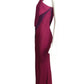1998 Raspberry One Shoulder Crepe Gown, Size 2