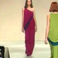 1998 Raspberry One Shoulder Crepe Gown, Size 2