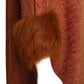 1980s 2pc Rust Knit Fur Trimmed Ensemble, Size 10