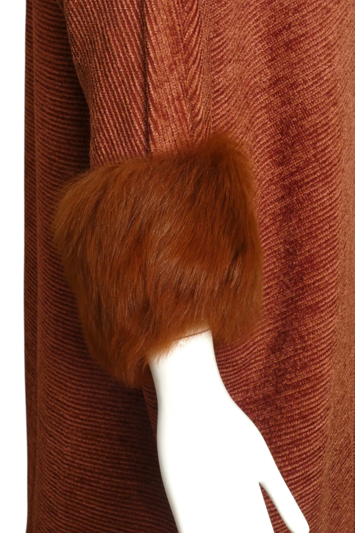 1980s 2pc Rust Knit Fur Trimmed Ensemble, Size 10