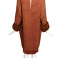 1980s 2pc Rust Knit Fur Trimmed Ensemble, Size 10
