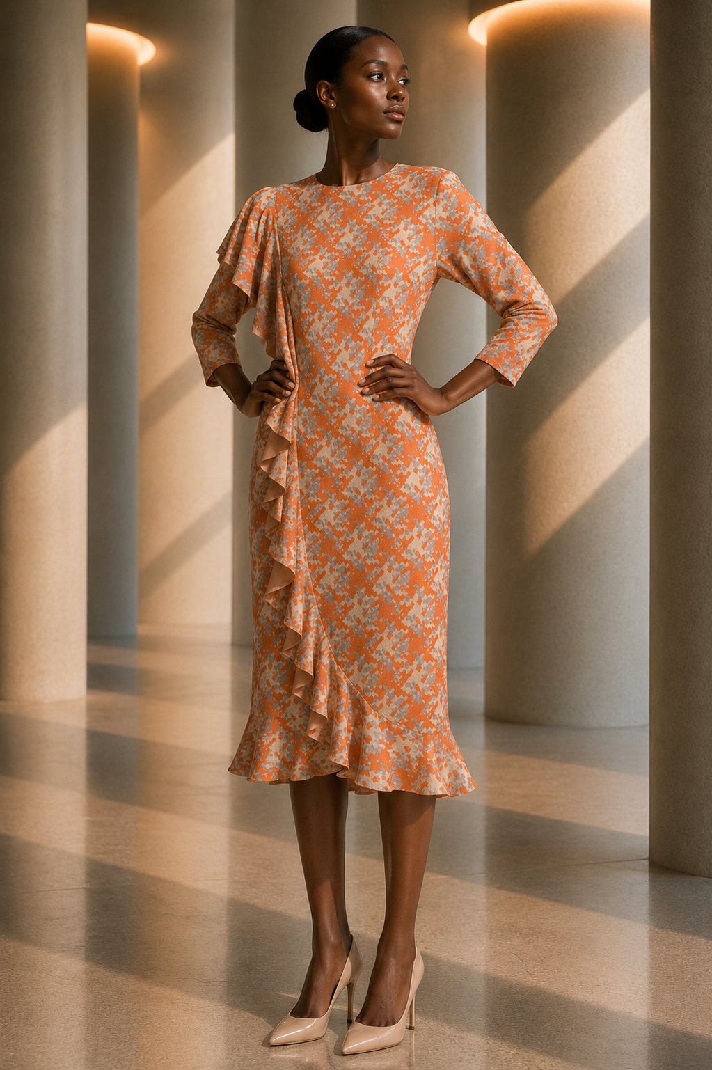 1984 Multi Color Wool Knit Dress, Size 4