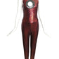 2011 2pc Red Sequin Jumpsuit & Chiffon Hoop Coat, Size 2