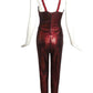 2011 2pc Red Sequin Jumpsuit & Chiffon Hoop Coat, Size 2