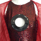 2011 2pc Red Sequin Jumpsuit & Chiffon Hoop Coat, Size 2
